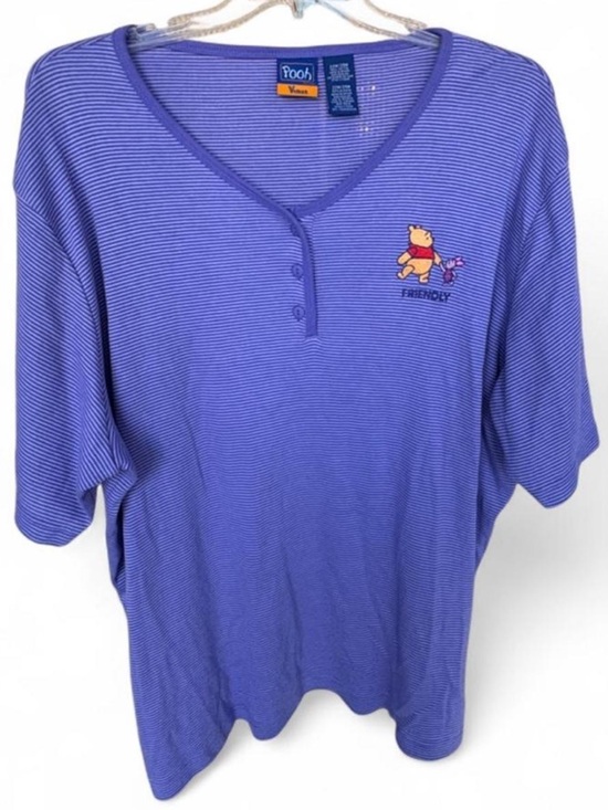 Disney Tops - Vintage Disney Purple Striped Winnie the Pooh Henley Tee